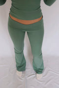 Low waist flare fold over pants - Sage