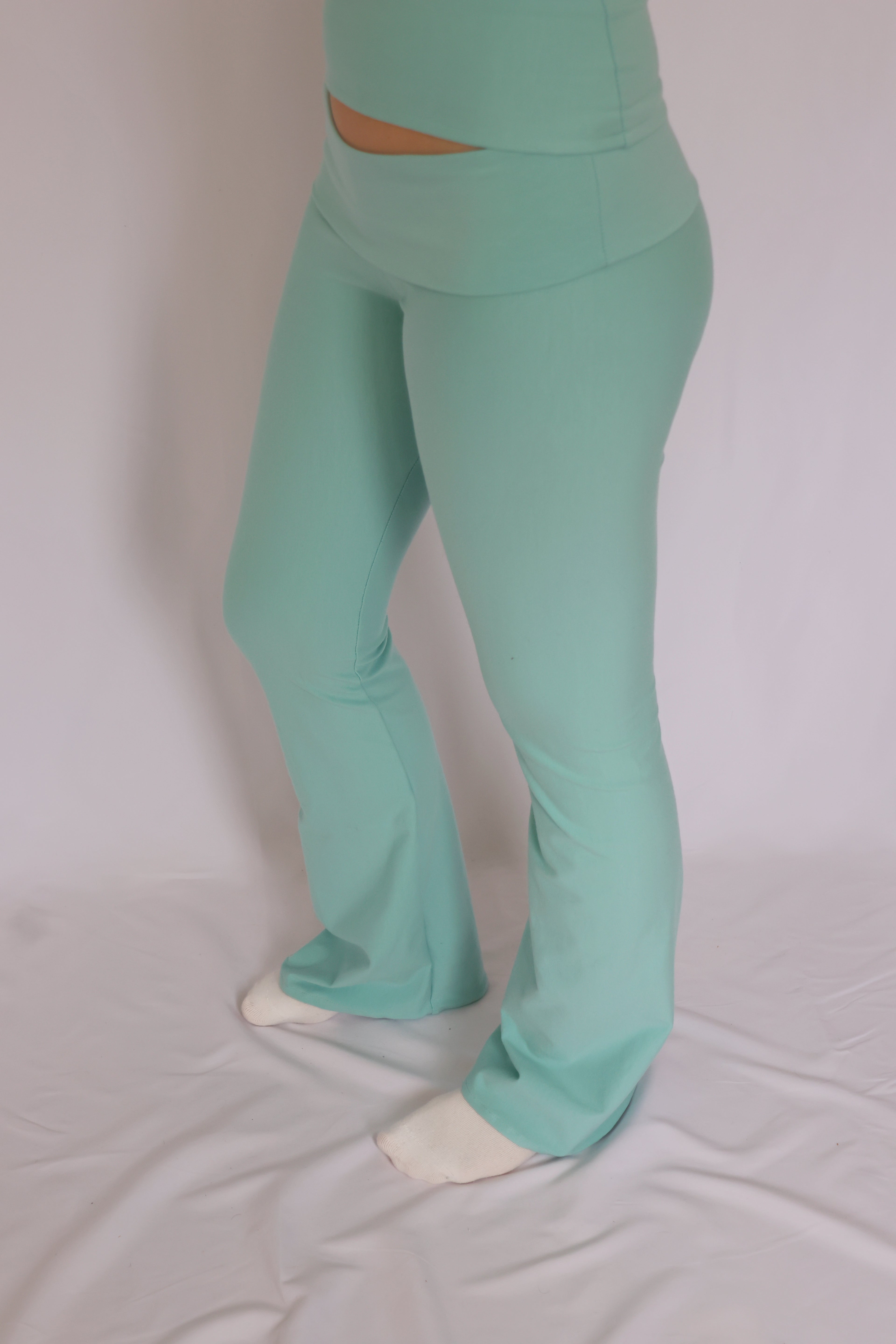Low waist flare fold over pants - Mint
