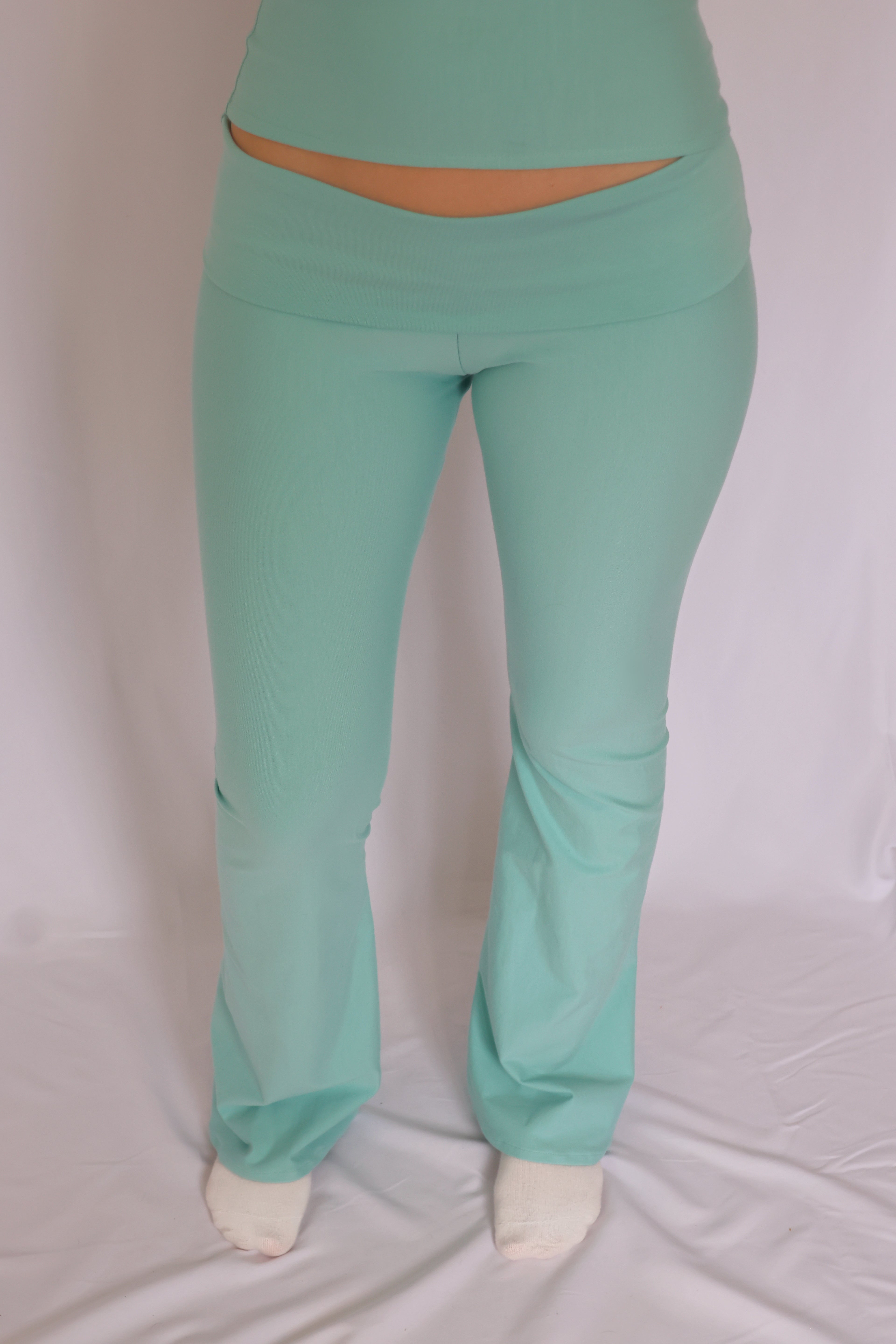 Low waist flare fold over pants - Mint